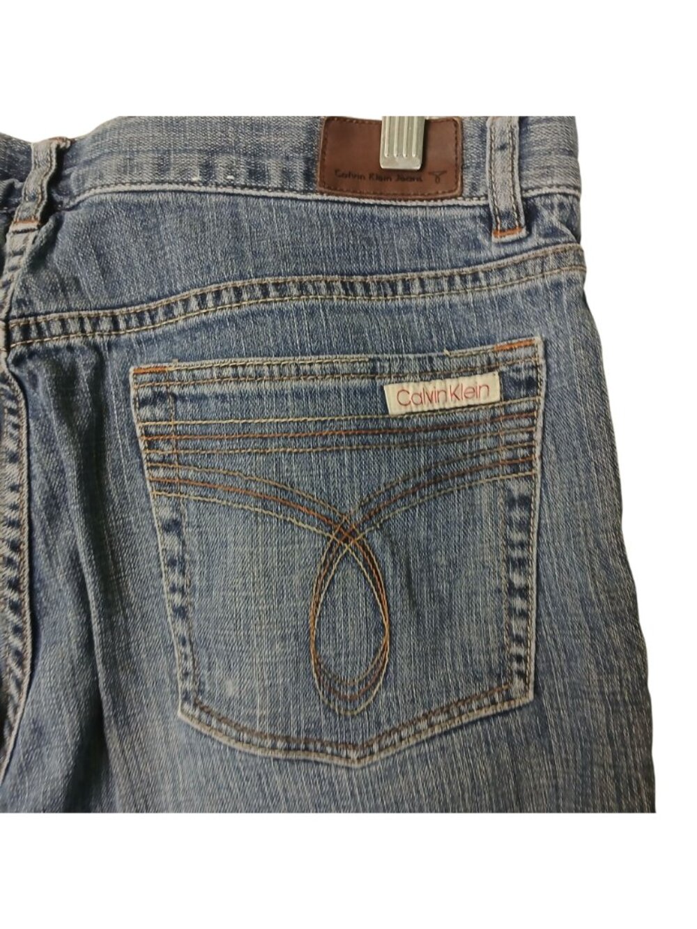 Calvin Klein Womens Flare Jeans Size 12 Blue Denim 99% Cotton Vintage Style #Q16 - Picture 6 of 9